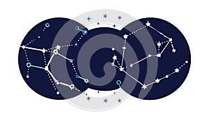 Celestial Constellation Map with Glowing Star Patterns, vector design Generative AI