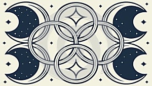 Celestial Crescent Moon and Star Pattern Vector Art, Cosmic Design, vector design Generative AI
