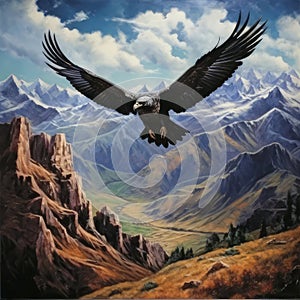 Celestial Dance: Condor Painting Synchronizes with Andean Skies