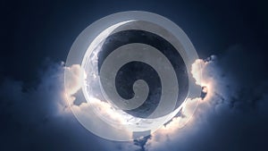 Celestial Eclipse with Clouds
