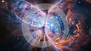 Celestial Elegance, Pink and Blue Starshine in the Cosmos. Generative Ai