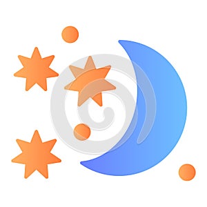 Celestial flat icon. Moon and stars color icons in trendy flat style. Night sky gradient style design, designed for web