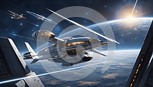 celestial horizon: futuristic marvel. ai generated