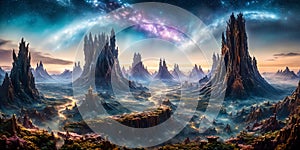 Celestial Kingdom. Otherworldly realm populated by majestic celestial beings and mythical creatures photo