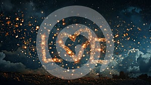 Celestial Love Letters: Starlit Nightsky Spells \'Love\' for Valentines