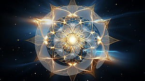 Celestial Mandala: Vibrant Fractal Geometry and Golden Spirals