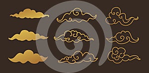 Celestial objects set. Clouds, clouds in Chinese style