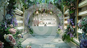 A celestial paradise in bloom where ling stars mingle with lush floral arrangements setting the stage for luxurious