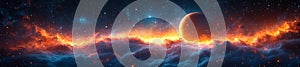 A Celestial Scene with Planets and a Flowing River of Light photo