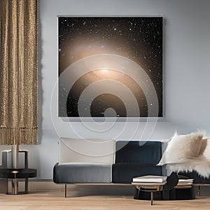 A celestial scene of shimmering stars and galaxies against a deep, velvety black backdrop3, Generative AI photo