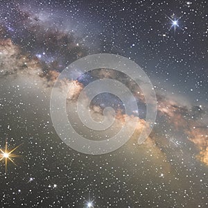 A celestial scene of shimmering stars and galaxies against a deep, velvety black backdrop4, Generative AI photo