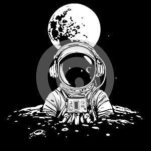 Celestial Sojourn - Astronaut Floating Above the Moon