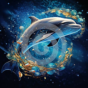 Celestial Spirals - A Dolphin Dancing among the Stars