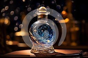 Celestial Splendor: Captivating Miniature Galaxy in a Glass Bottle