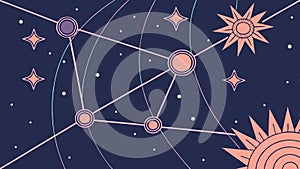 Celestial Star Map and Constellations Cosmic Night Sky, vector design Generative AI