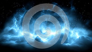 Celestial Storm Clouds and Electric Blue Lightning