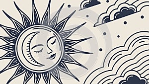 Celestial Sun Moon Stars Abstract Pattern Vector, vector design Generative AI