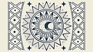 Celestial Sun and Moon Symbol Abstract Pattern, vector design Generative AI
