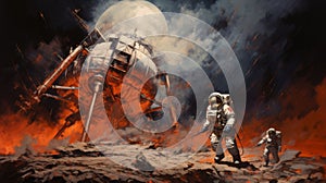 Celestial Triumph: Artistic Rendition of the 1969 Moon Landing