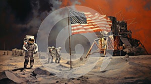 Celestial Triumph: Artistic Rendition of the Historic 1969 Moon Landing