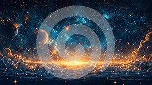 A Celestial View of Planets and Constellations Glowing in the Night Sky