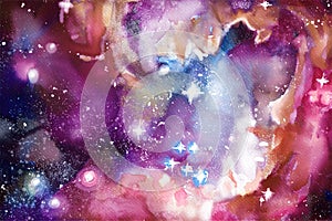 Celestial Watercolor: Exploring Space and Galaxies