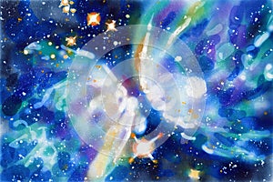 Celestial Watercolor: Exploring Space and Galaxies