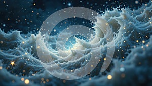 Celestial Waves A 3D Render of Cosmic Dust and Energy