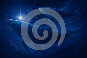 Celestial Whales AI-GENERATED