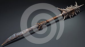 Celestialpunk Troll Spear: 3d Rendered Spiked Weapon For Fantasy Dungeons