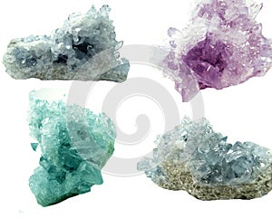 Celestite geode geological crystals collage