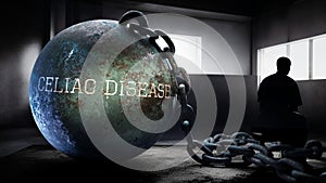 Celiac disease - a metaphorical view of exhausting human struggle with celiac disease. Taxing and strenuous fight agains