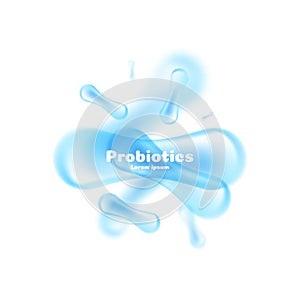 Probiotics Bacteria Vector illustration. Microscopic bacteria closeup.