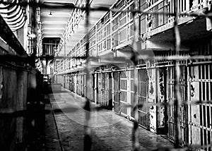 Cell block in Alcatraz prison photo