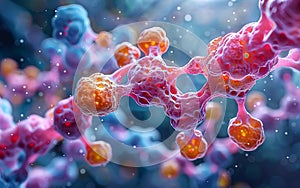 A cell with blue and orange cells