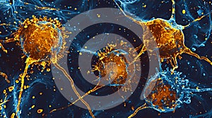 A cell with blue and orange cells