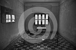 A cell at Cambodia's notorious Tuol Sleng s21 secret prison