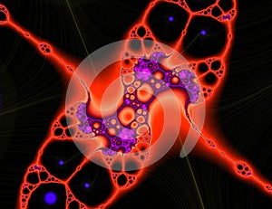 Cell design, fractal red blue design, abstract background