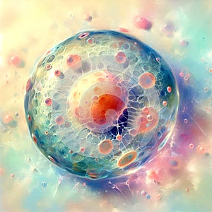 A cell division process - lone cell preparing to divide