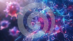 cell infographic depicting an abstract visualization of a virus cell