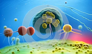 cell life, abstract scientific illustration