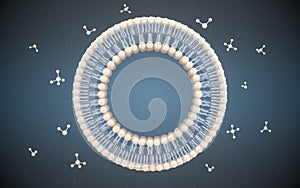 Cell Membrane and Molecules, 3d rendering