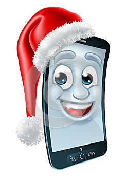 Cell Mobile Phone Christmas Mascot in Santa Hat