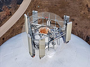 Cell phone antenna array mounted on top of a water tower