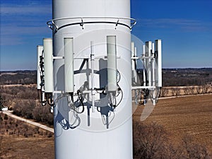 Cell phone antenna array mounted on a water tower