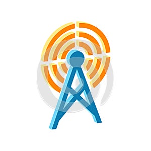 Cell phone antenna icon.Isometric and 3D view.