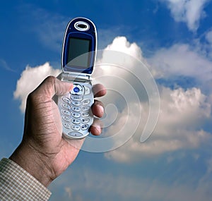 Cell phone and blue sky