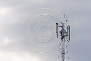 Cell phone broadcasting pole. mobile communications metal tower. 5g gsm antenne