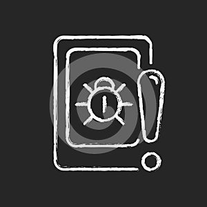 Cell phone bugging chalk white icon on dark background