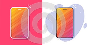 Cell phone desktop vector app mockup screen blank icon orange red pink yellow wallpaper background graphic, cellphone smartphone